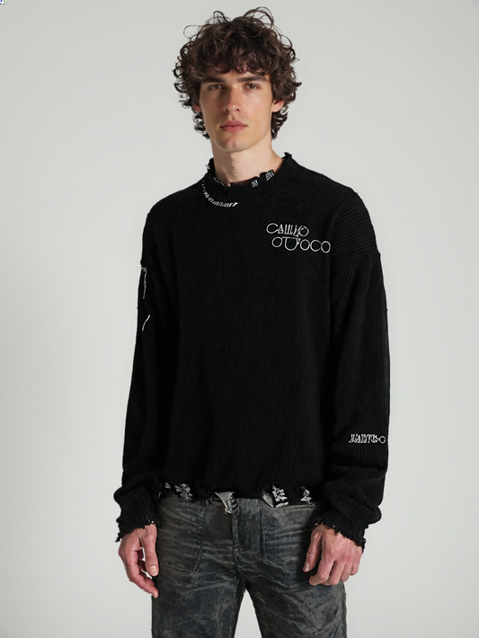 Dark Embroidered Ripped -TF Sweater