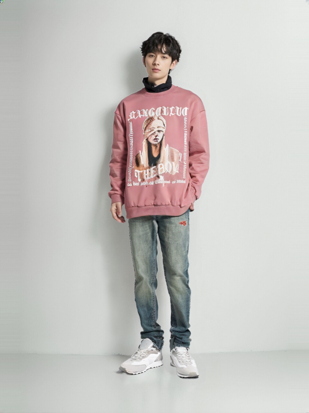 Oil Painting Printed Crew Neck Sweatshirt