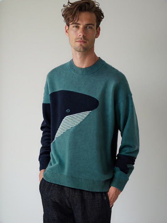 New Whale Jacquard Knitted -TF Sweater