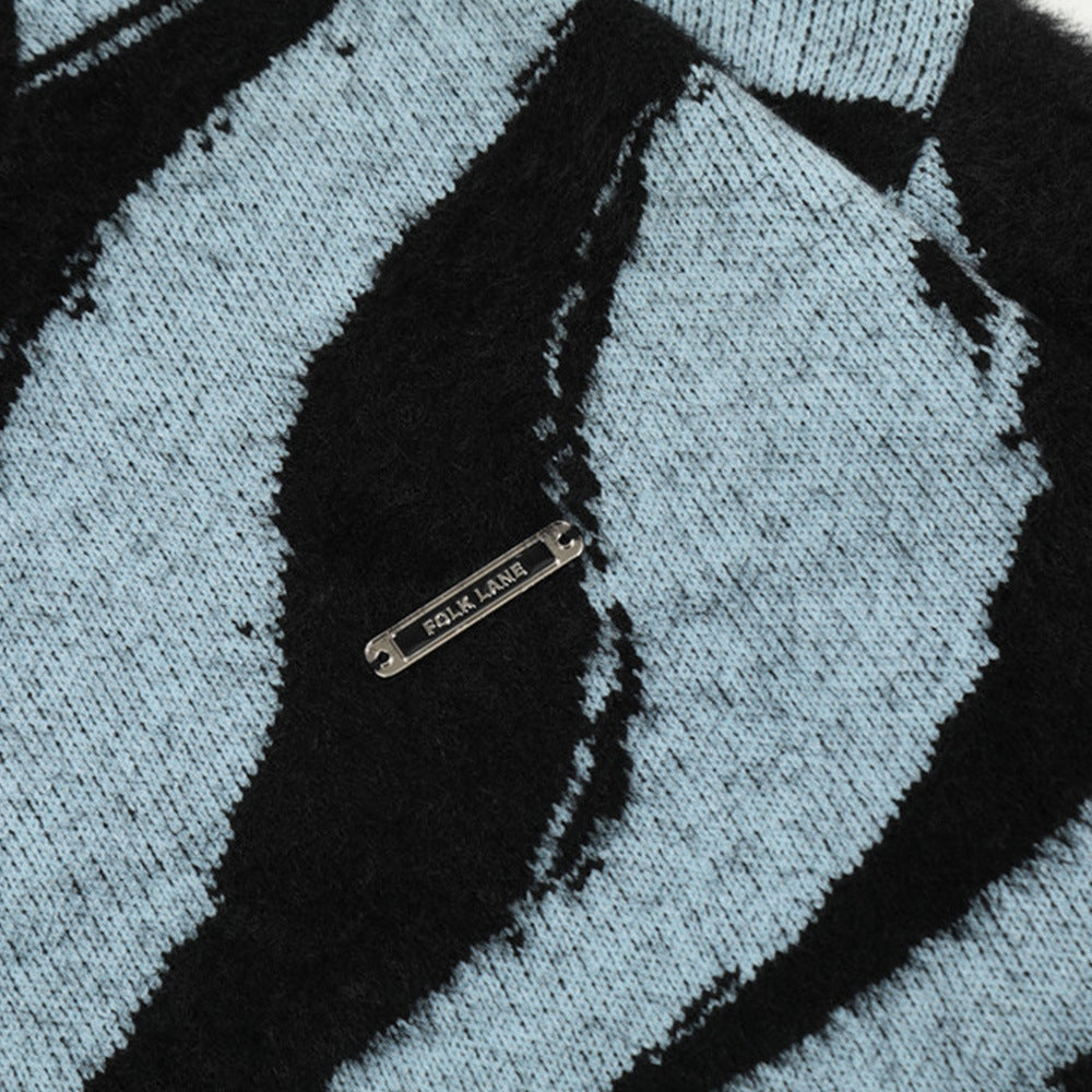 Irregular Striped Neck -TF Sweater